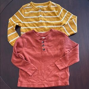 Old Navy Kids Mustard Stripe and Rust waffle Tees